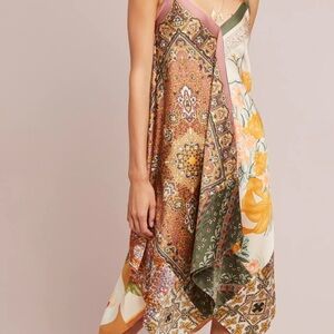 Anthropologie Tiny Scarf Dress Sebou Print Asymmetrical Hem Boho Women’s Size M